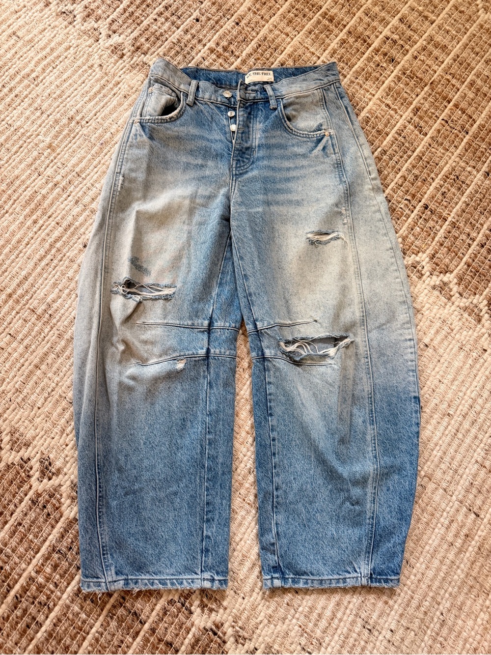 We The Free Light Blue Distressed Boyfriend Jeans